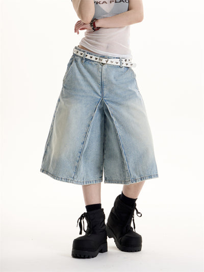 American Retro Hot Girl Style Washed Cropped Jeans