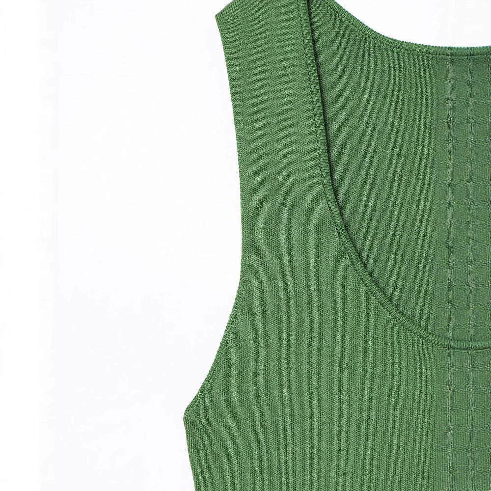 Sleeveless pleated patchwork knitted dress for women