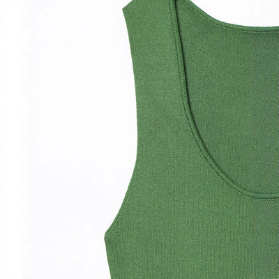 Sleeveless pleated patchwork knitted dress for women