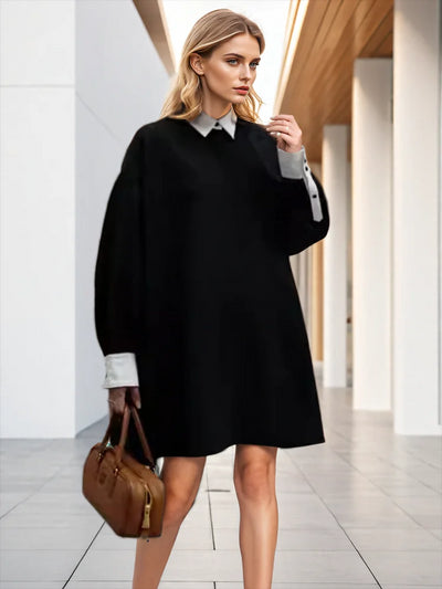 Fashion Women's Shirt Lapel Loose Fit Single Braested Long Sleeve Contrast Color Blouse Female Tide Autumn