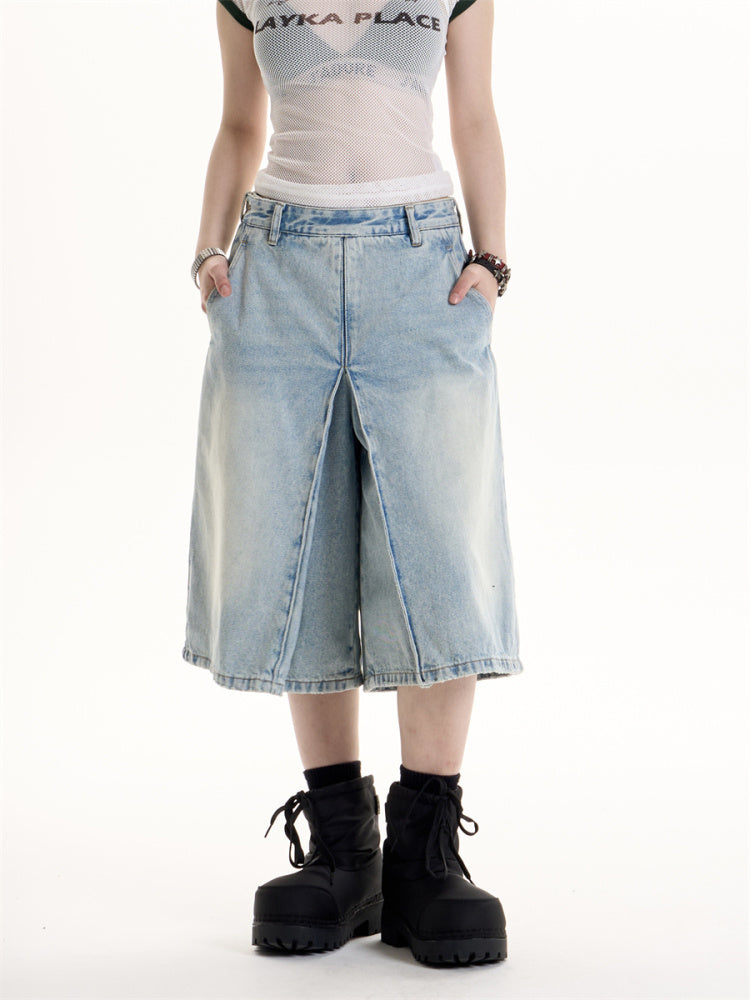 American Retro Hot Girl Style Washed Cropped Jeans