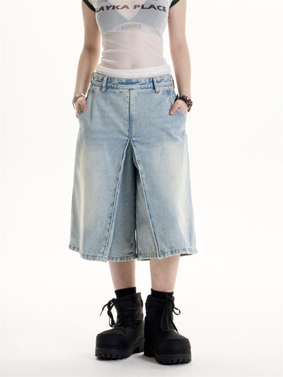 American Retro Hot Girl Style Washed Cropped Jeans