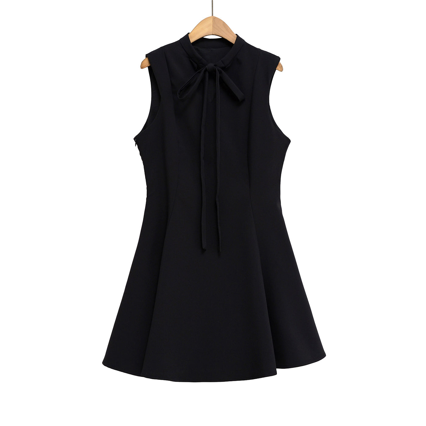 Fashionable casual round neck ribbon large swing dress for women