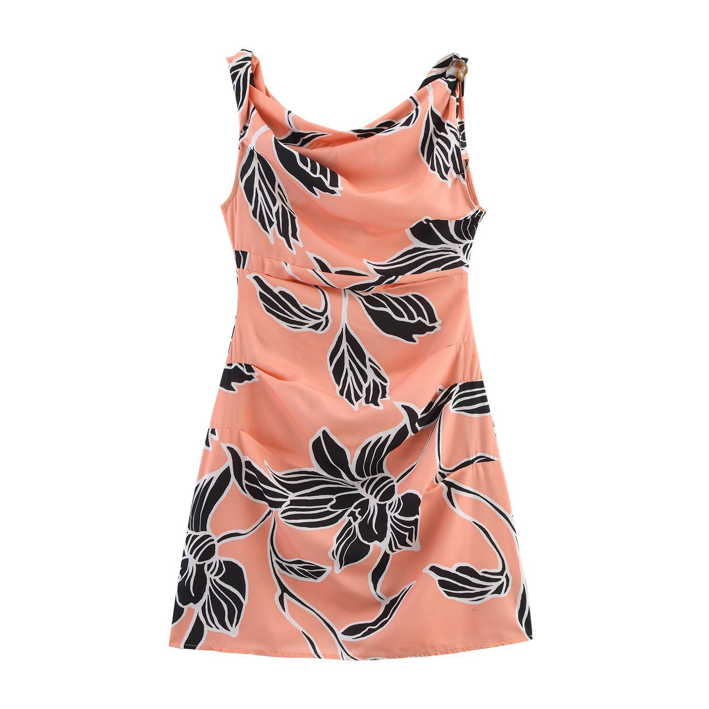 Wrinkle print short suspender dress for women