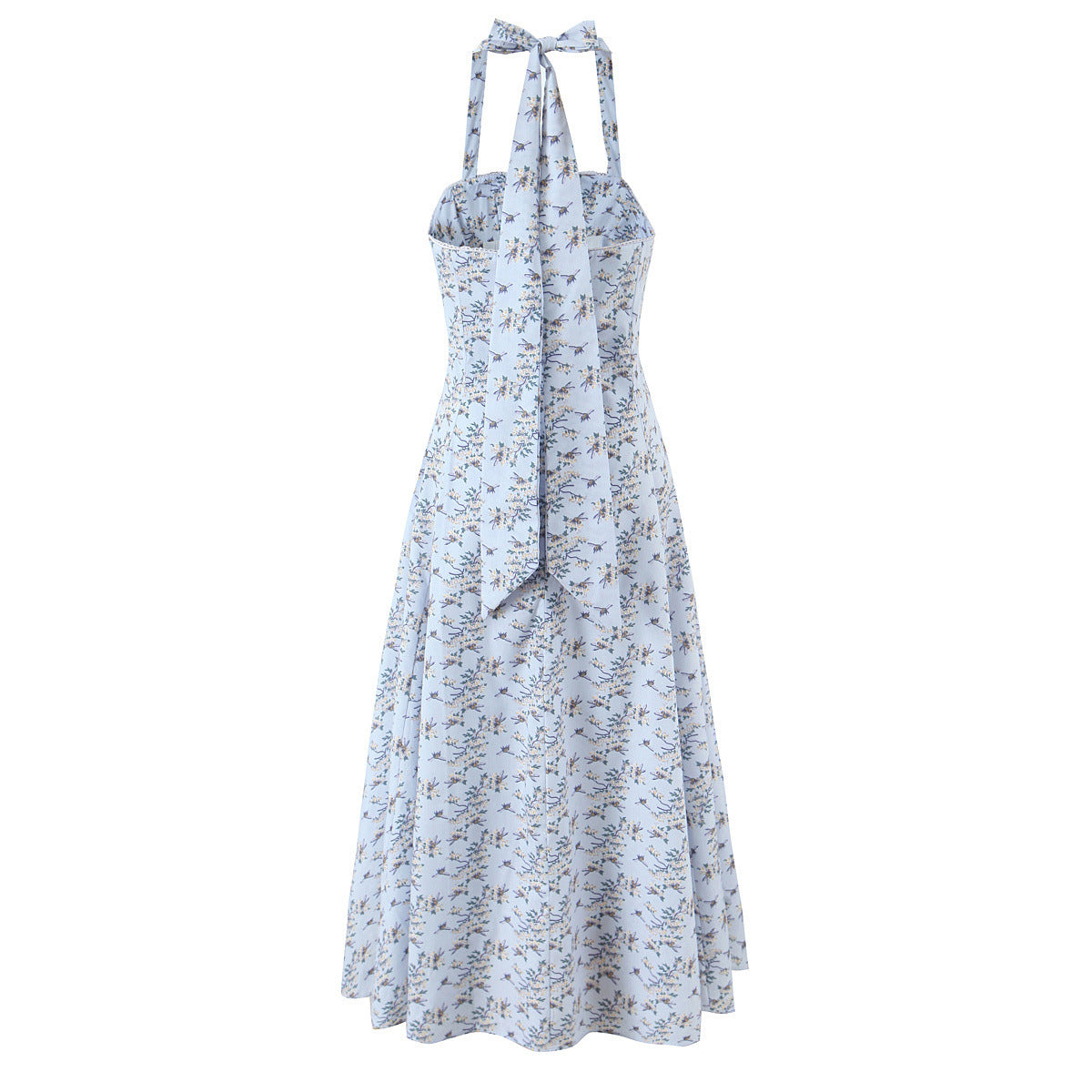 Fashion neck button print dress for women