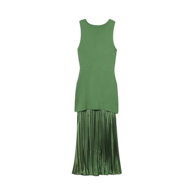 Sleeveless pleated patchwork knitted dress for women