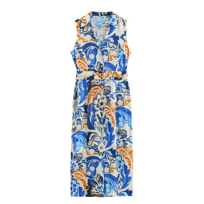 Single breasted split waist printed dress for women
