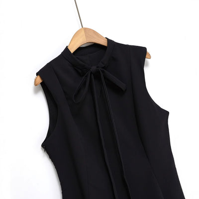 Fashionable casual round neck ribbon large swing dress for women