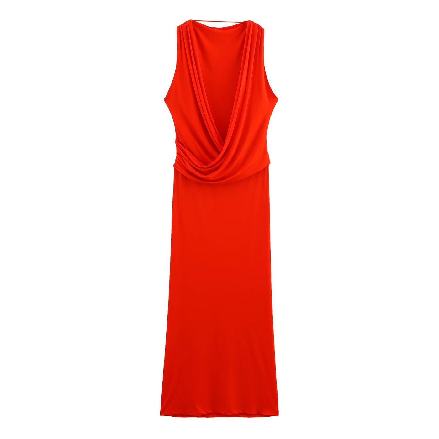 Round neck sleeveless long backless knitted dress for women