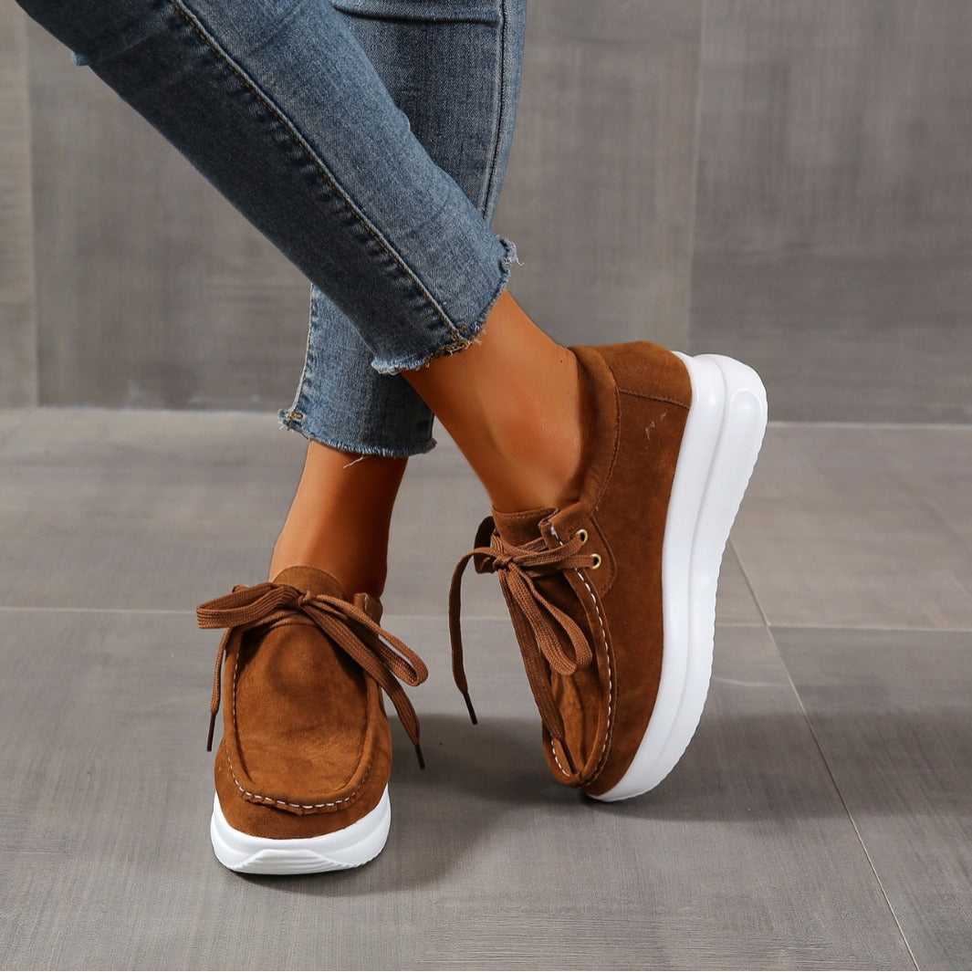 Casual sports single shoe round toe lace up flat bottom comfortable mesh women's shoes