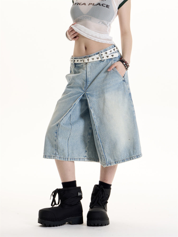 American Retro Hot Girl Style Washed Cropped Jeans