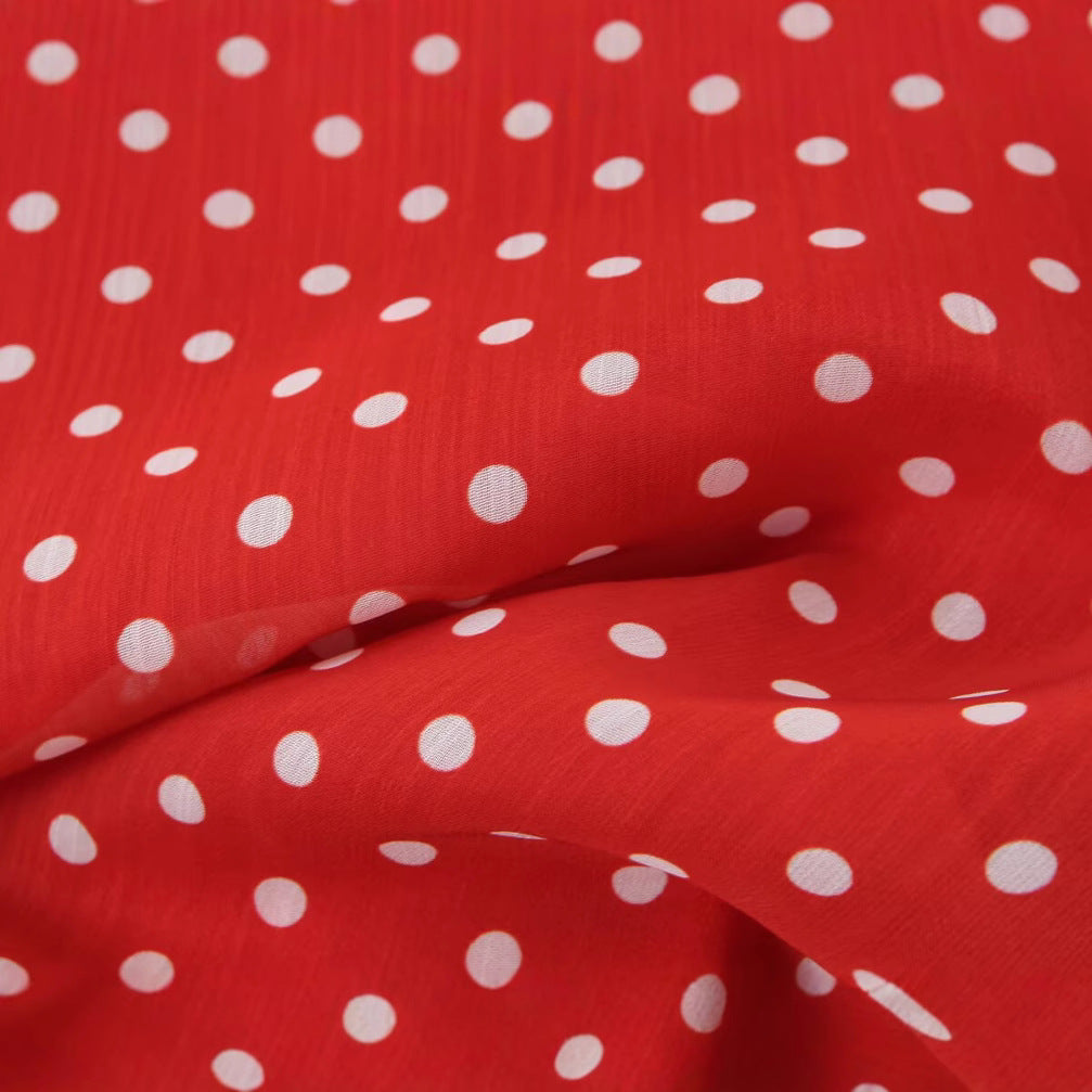 Lotus leaf edge embellished polka dot suspender dress for women