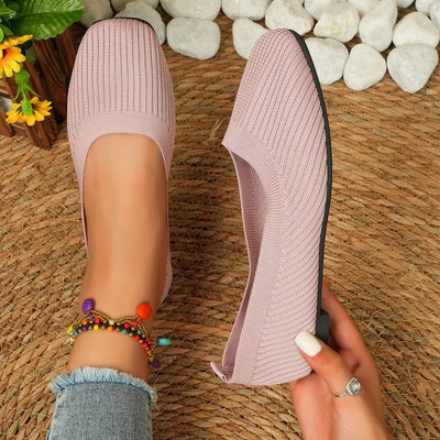 Flat bottomed lazy single shoe women's flying woven breathable casual versatile bean shoes
