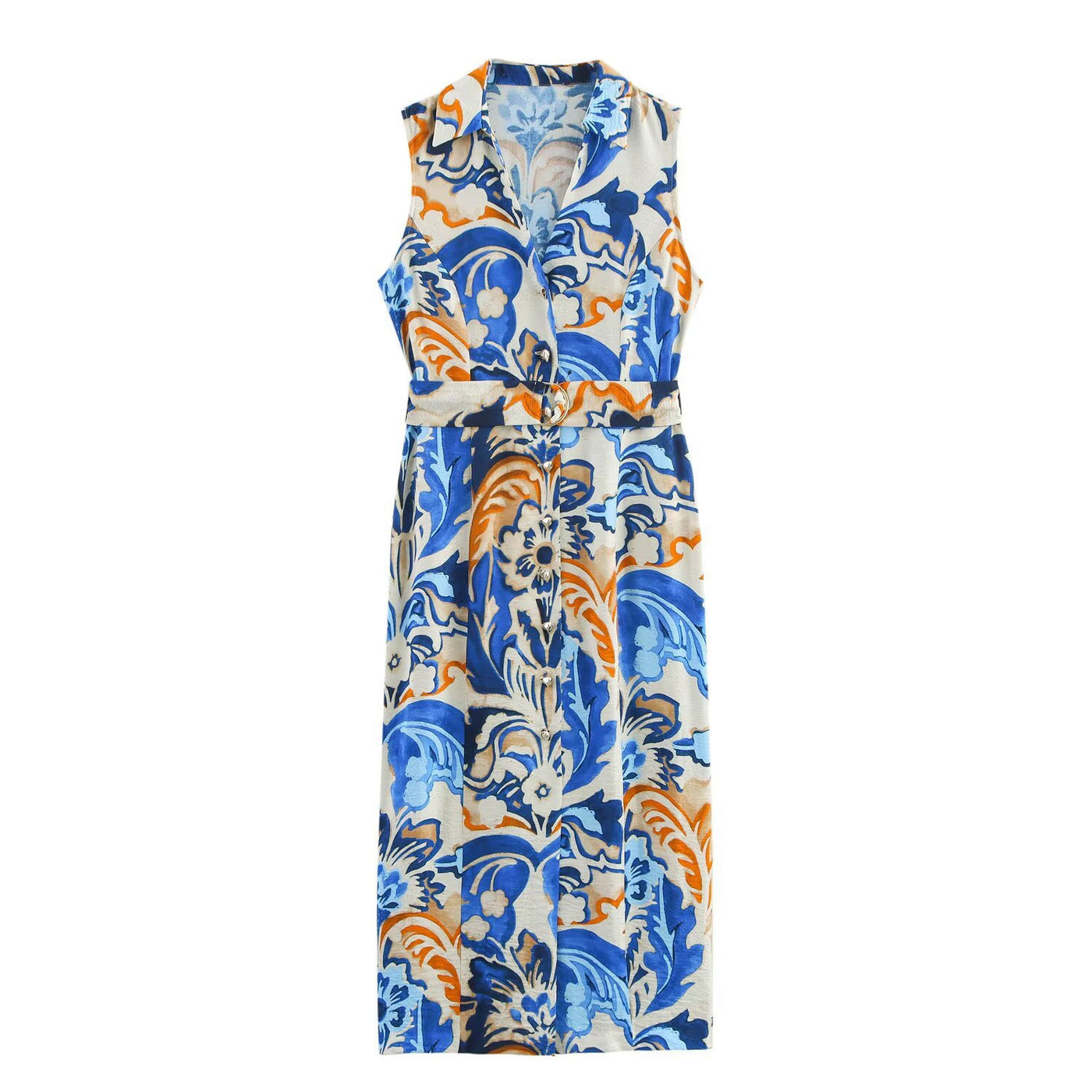 Single breasted split waist printed dress for women