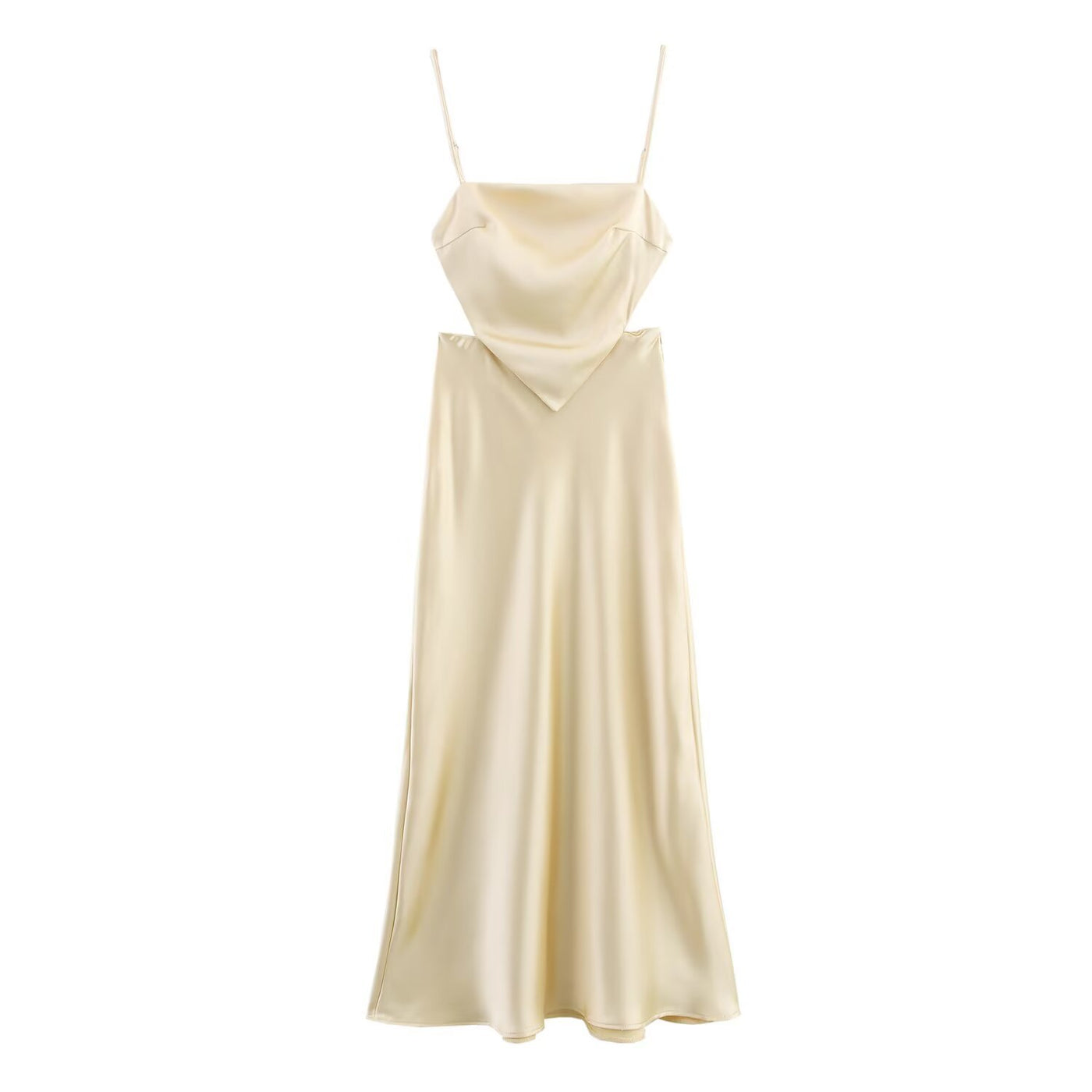 Backless lace up silk texture suspender dress for women