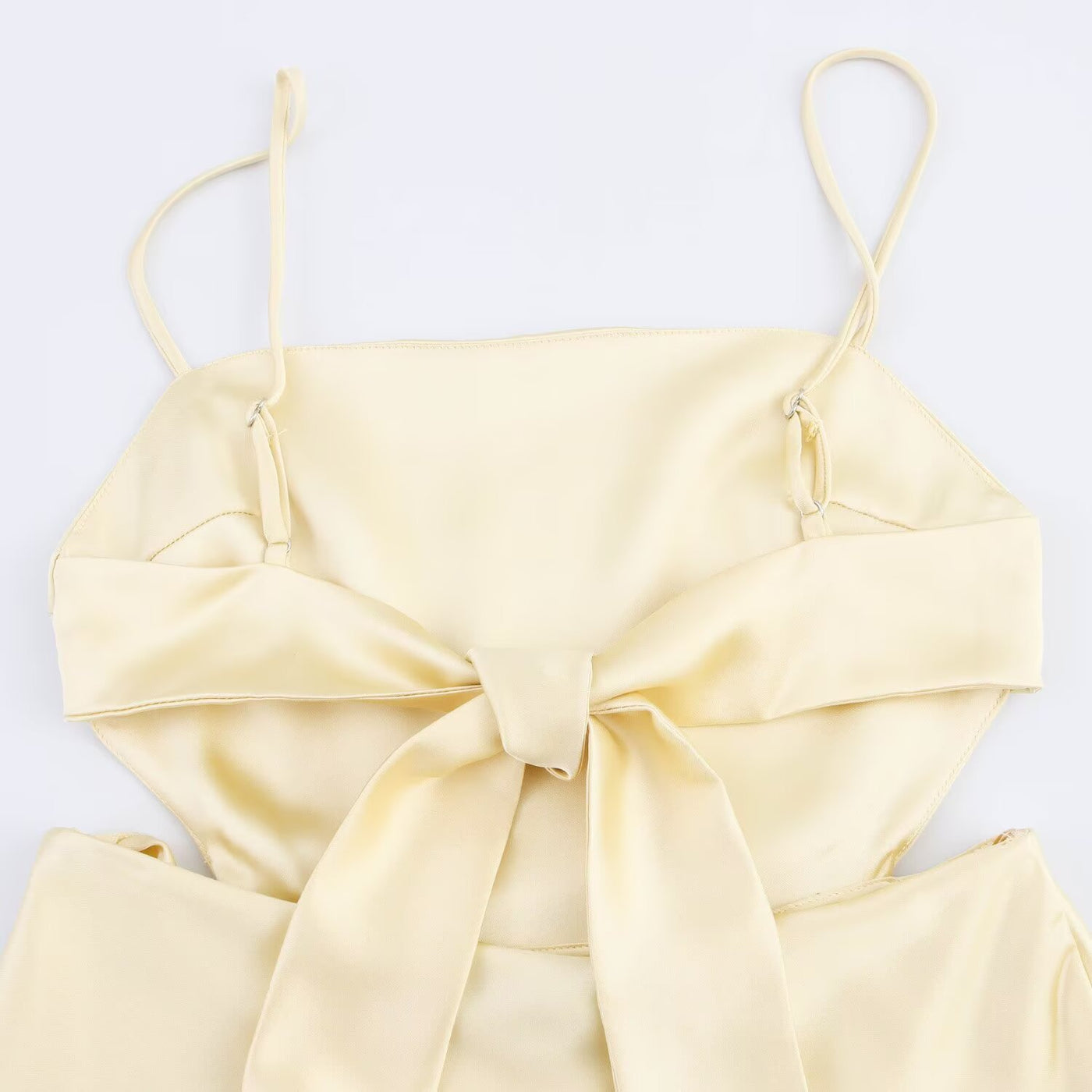 Backless lace up silk texture suspender dress for women