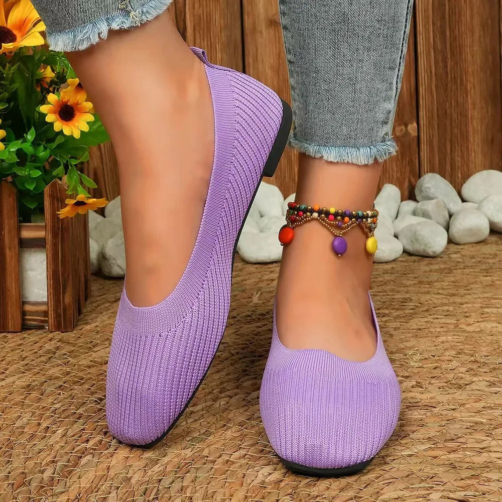 Flat bottomed lazy single shoe women's flying woven breathable casual versatile bean shoes