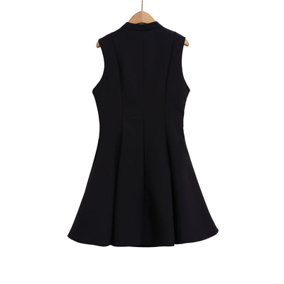 Fashionable casual round neck ribbon large swing dress for women