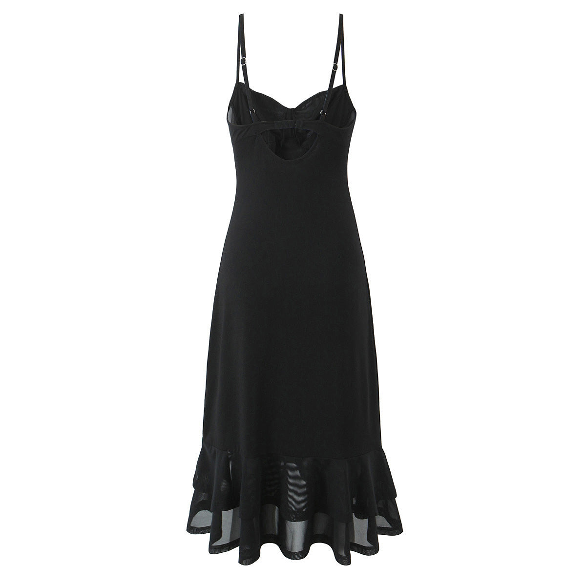 Fashionable slim fit patchwork irregular suspender fish tail dress for women