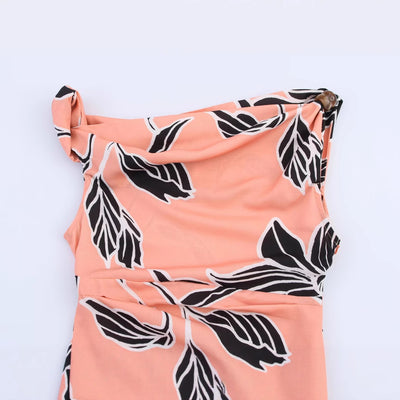 Wrinkle print short suspender dress for women
