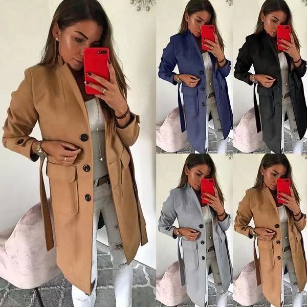 Women Fashion Trend Slim Woolen Jacket
